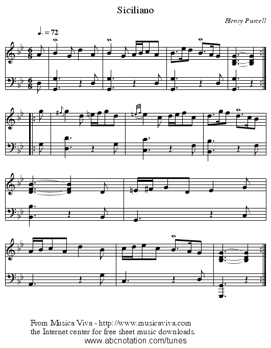 Siciliano - staff notation