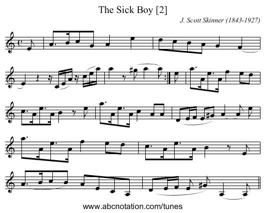 Sick Boy [2], The - staff notation