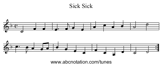 Sick, Sick - staff notation
