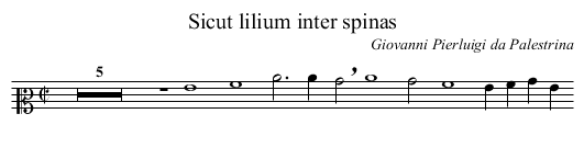 Sicut lilium inter spinas - staff notation
