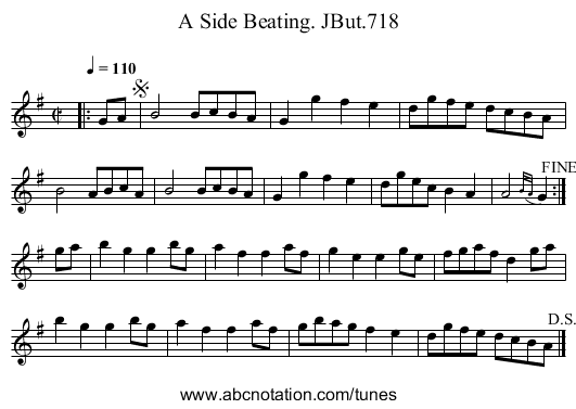 Side Beating. JBut.718, A - staff notation