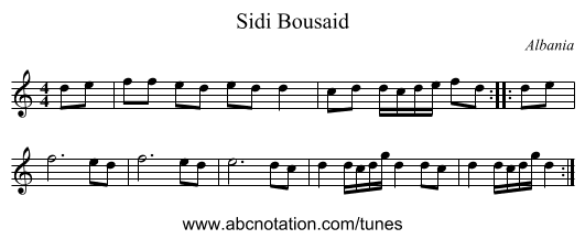 Sidi Bousaid - staff notation