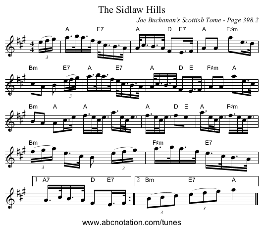 Sidlaw Hills, The - staff notation