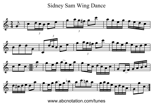 Sidney Sam Wing Dance - staff notation