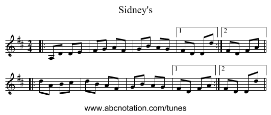 Sidney's - staff notation