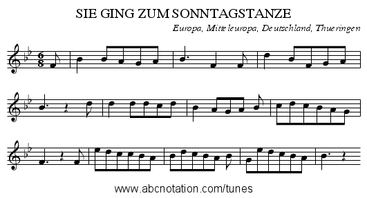 SIE GING ZUM SONNTAGSTANZE - staff notation