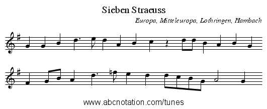 Sieben Straeuss - staff notation