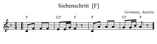 Siebenschritt  [F] - staff notation