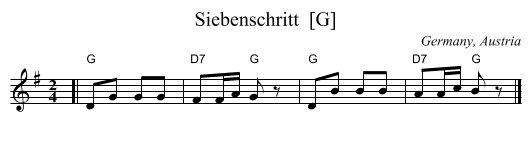 Siebenschritt  [G] - staff notation
