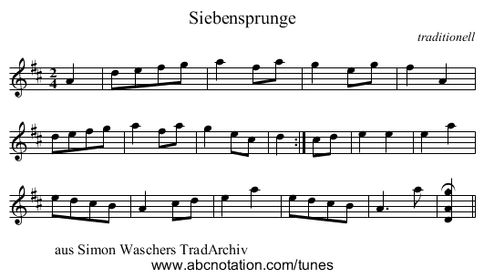 Siebensprunge - staff notation