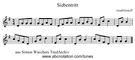 Siebentritt - staff notation