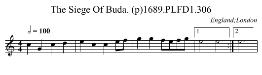 Siege Of Buda. (p)1689.PLFD1.306, The - staff notation