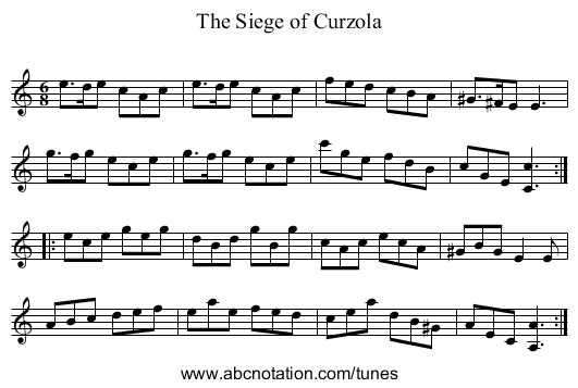Siege of Curzola, The - staff notation
