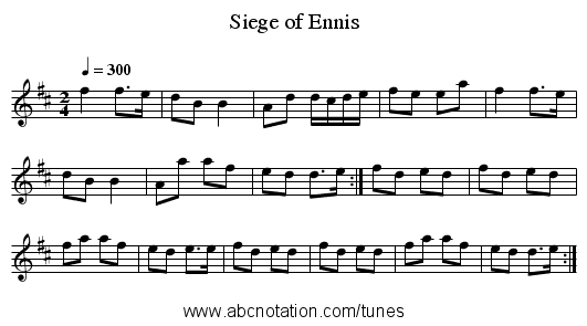 Siege of Ennis - staff notation
