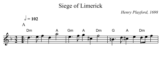 Siege of Limerick - staff notation