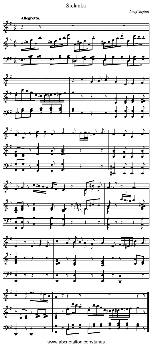 Sielanka - staff notation