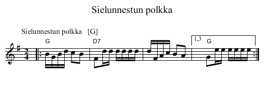Sielunnestun polkka - staff notation