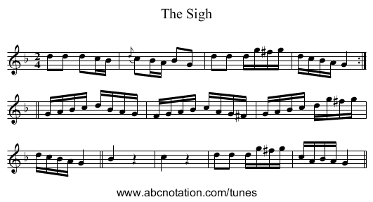 Sigh, The - staff notation