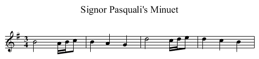 Signor Pasquali's Minuet - staff notation