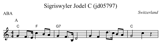 Sigriswyler Jodel C (jd05797) - staff notation