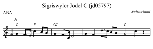 Sigriswyler Jodel C (jd05797) - staff notation
