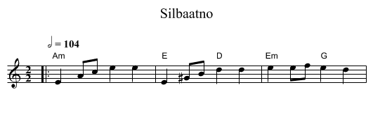 Silbaatno - staff notation