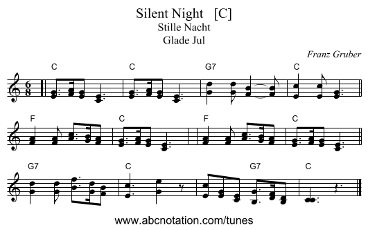 Silent Night   [C] - staff notation