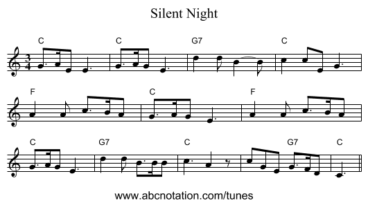 Silent Night - staff notation
