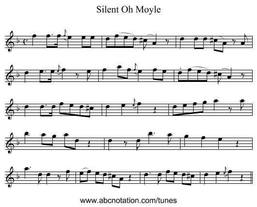 Silent Oh Moyle - staff notation
