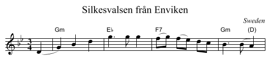 Silkesvalsen fr&aring;n Enviken - staff notation