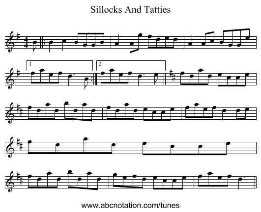 Sillocks And Tatties - staff notation