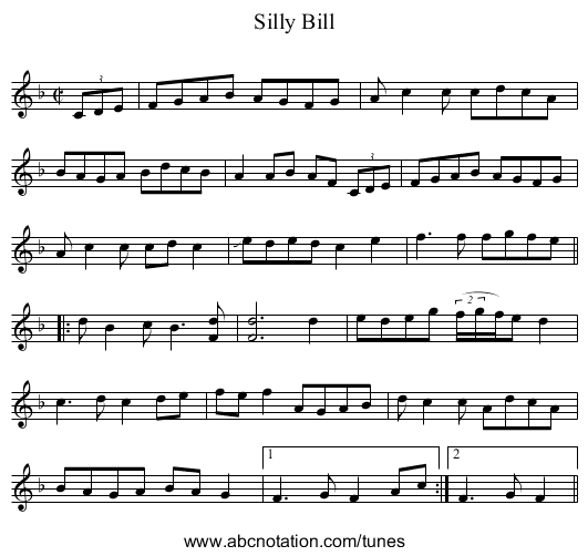 Silly Bill - staff notation