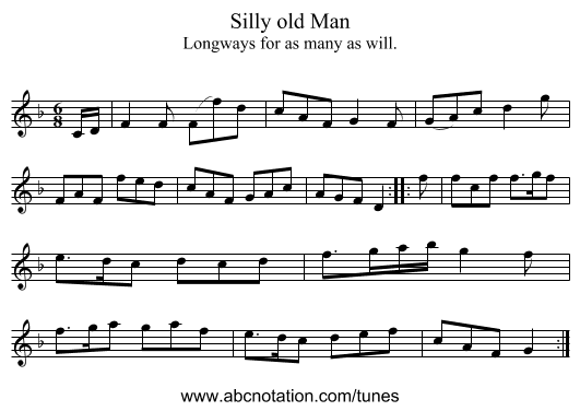 Silly old Man - staff notation
