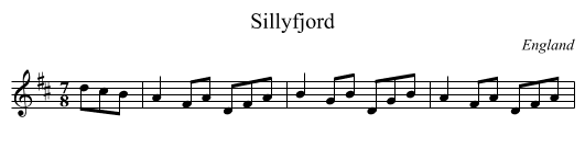 Sillyfjord - staff notation
