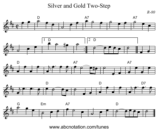 Silver and Gold Two-Step - staff notation