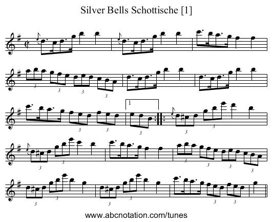Silver Bells Schottische [1] - staff notation