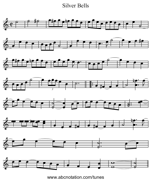 Silver Bells - staff notation