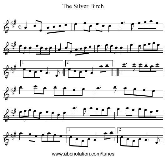 Silver Birch, The - staff notation