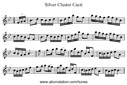 Silver Cluster Cacti - staff notation