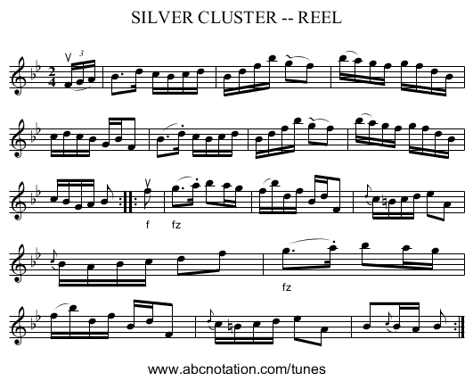 SILVER CLUSTER -- REEL - staff notation