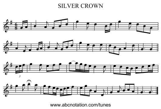 SILVER CROWN - staff notation