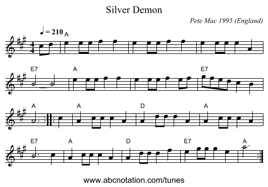 Silver Demon - staff notation