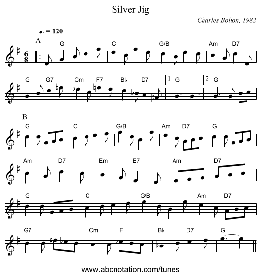 Silver Jig - staff notation