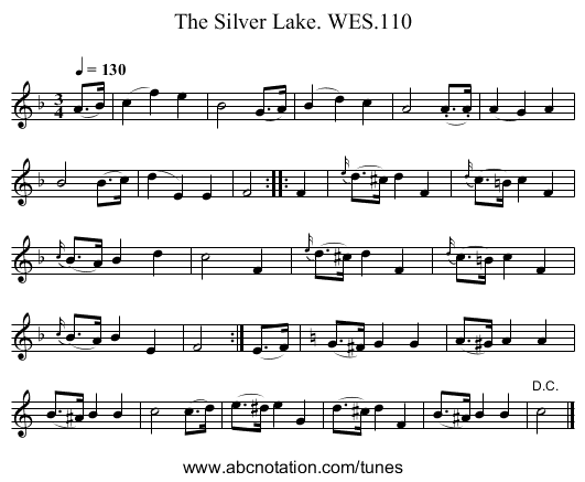 Silver Lake. WES.110, The - staff notation