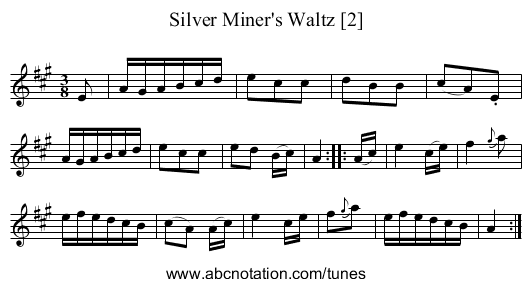 Silver Miner's Waltz [2] - staff notation