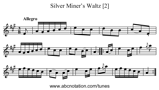 Silver Miner’s Waltz [2] - staff notation