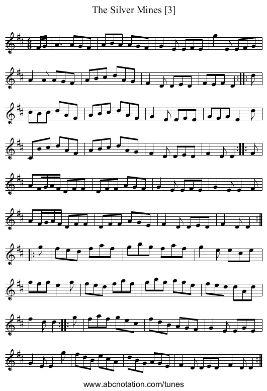 Silver Mines [3], The - staff notation