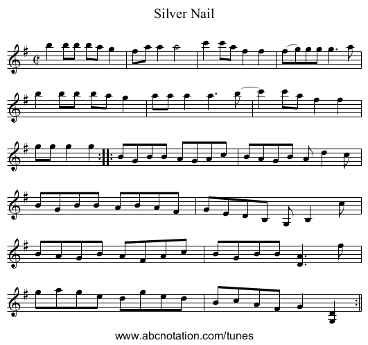 Silver Nail - staff notation