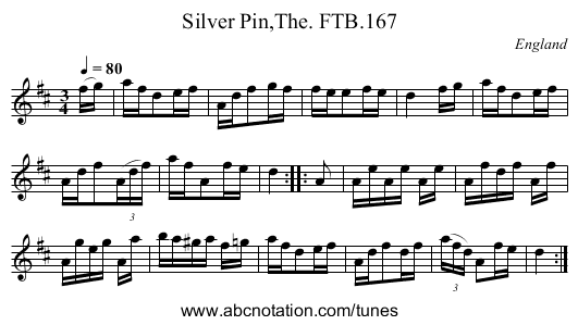 Silver Pin,The. FTB.167 - staff notation