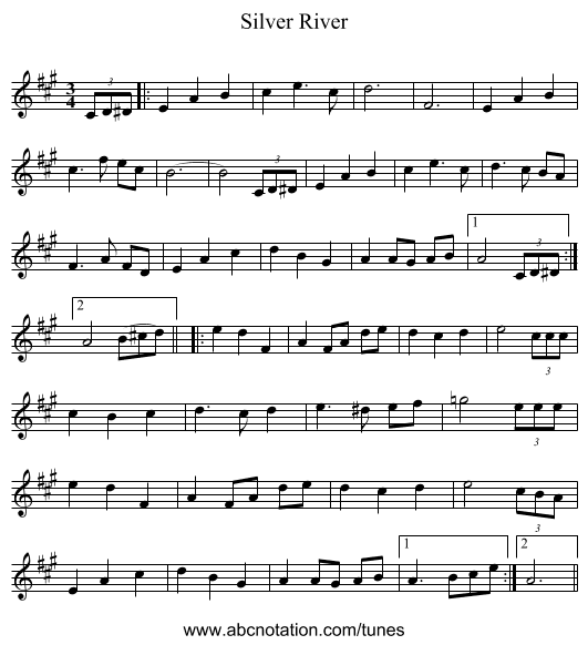 Silver River - staff notation